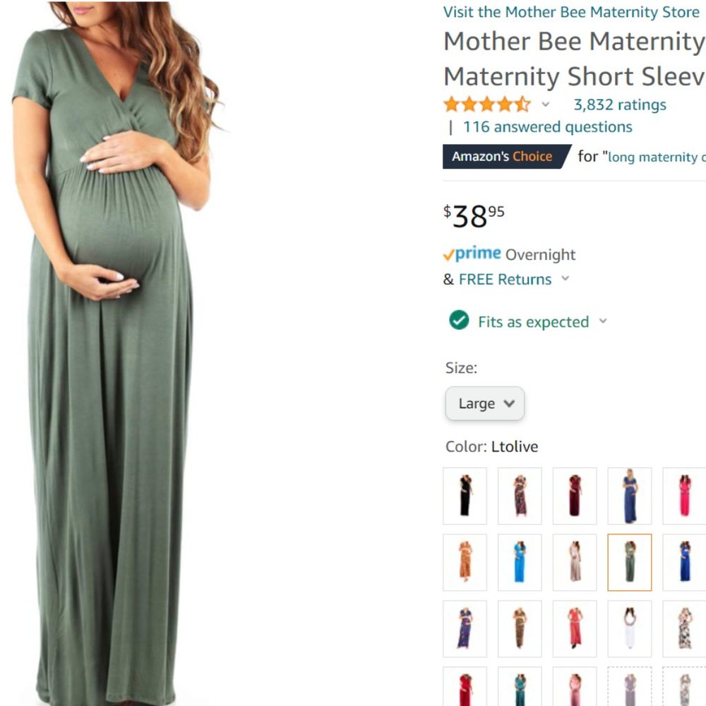 Mother Bee Olive / Sage Green Maternity Short Sleeve Maxi Dress